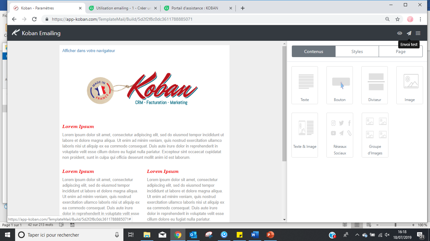 Koban - Editeur e-mailing intégré