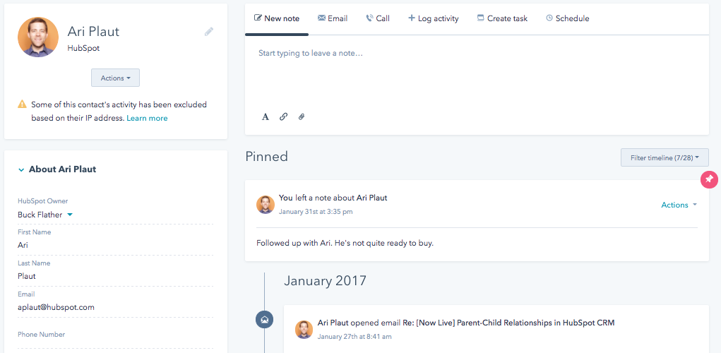 HubSpot CRM-Note HubSpot CRM-Note