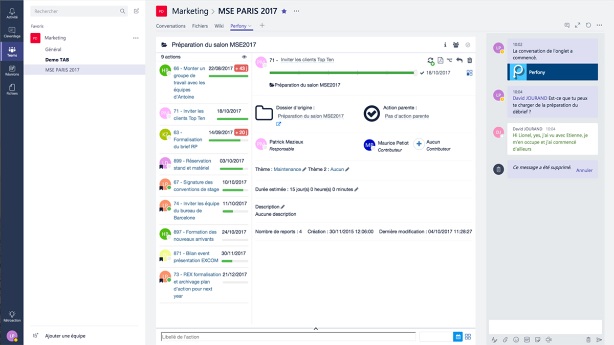 Perfony - Ajouter des onglets Perfony dans Teams. Perfony est Microsoft Partner". Ajouter le suivi de projet dans votre outil collaboratif."