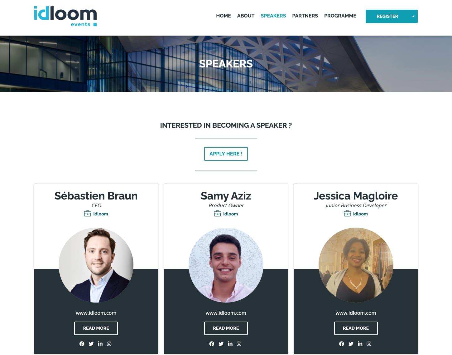 idloom.events - Gérez vos speakers, sponsors ou partenaires et permettez aux personnes intéressées de postuler facilement !