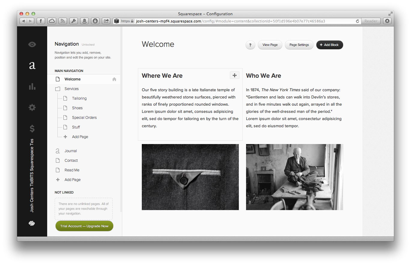 Squarespace - Squarespace : navigation