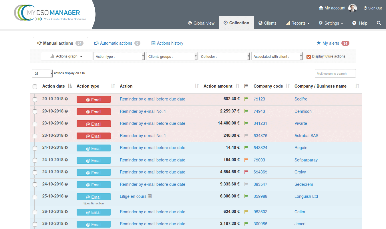 My DSO Manager - Organisez-vous avec l'agenda de relance
