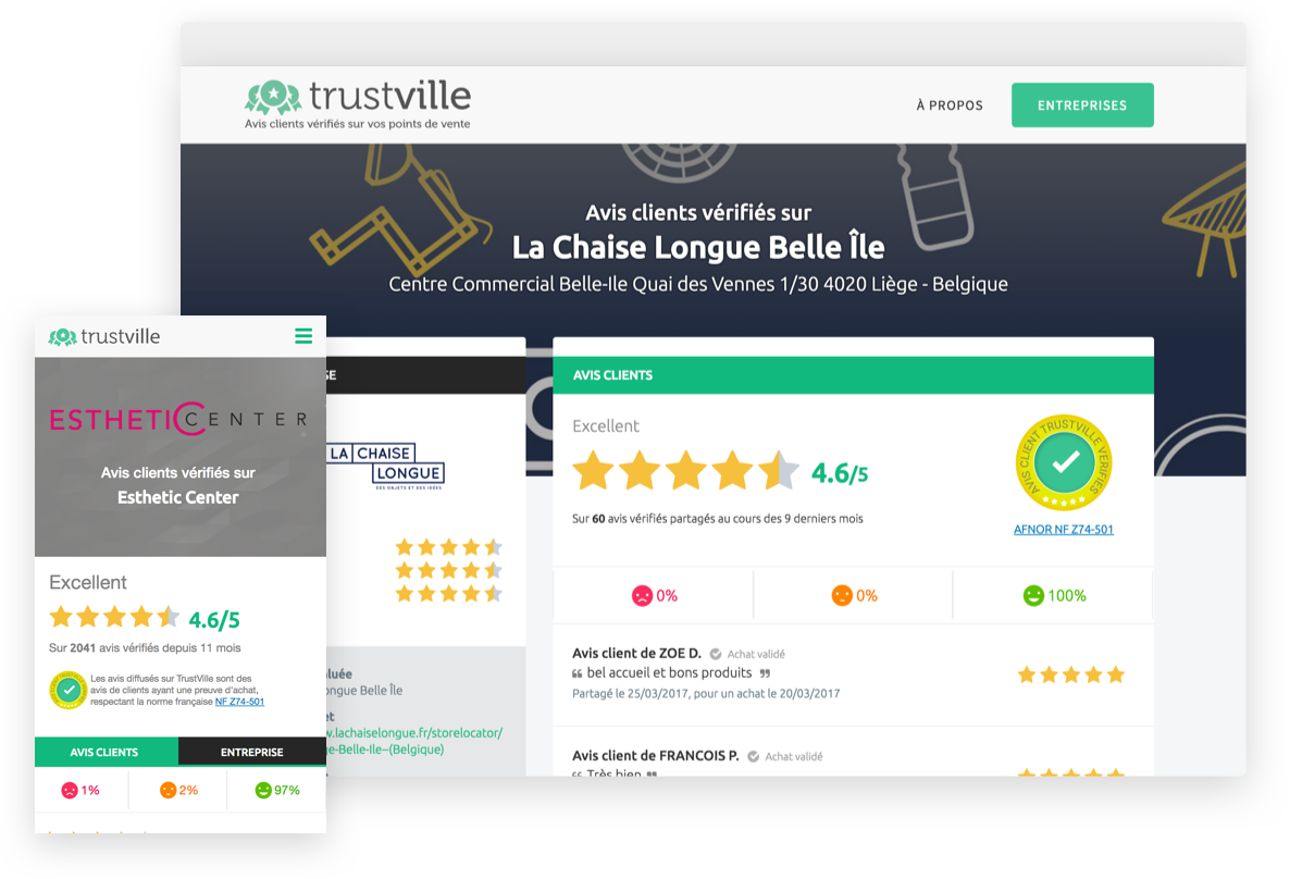 WizVille - Diffusion d'avis clients vérifiés sur une page Trustville