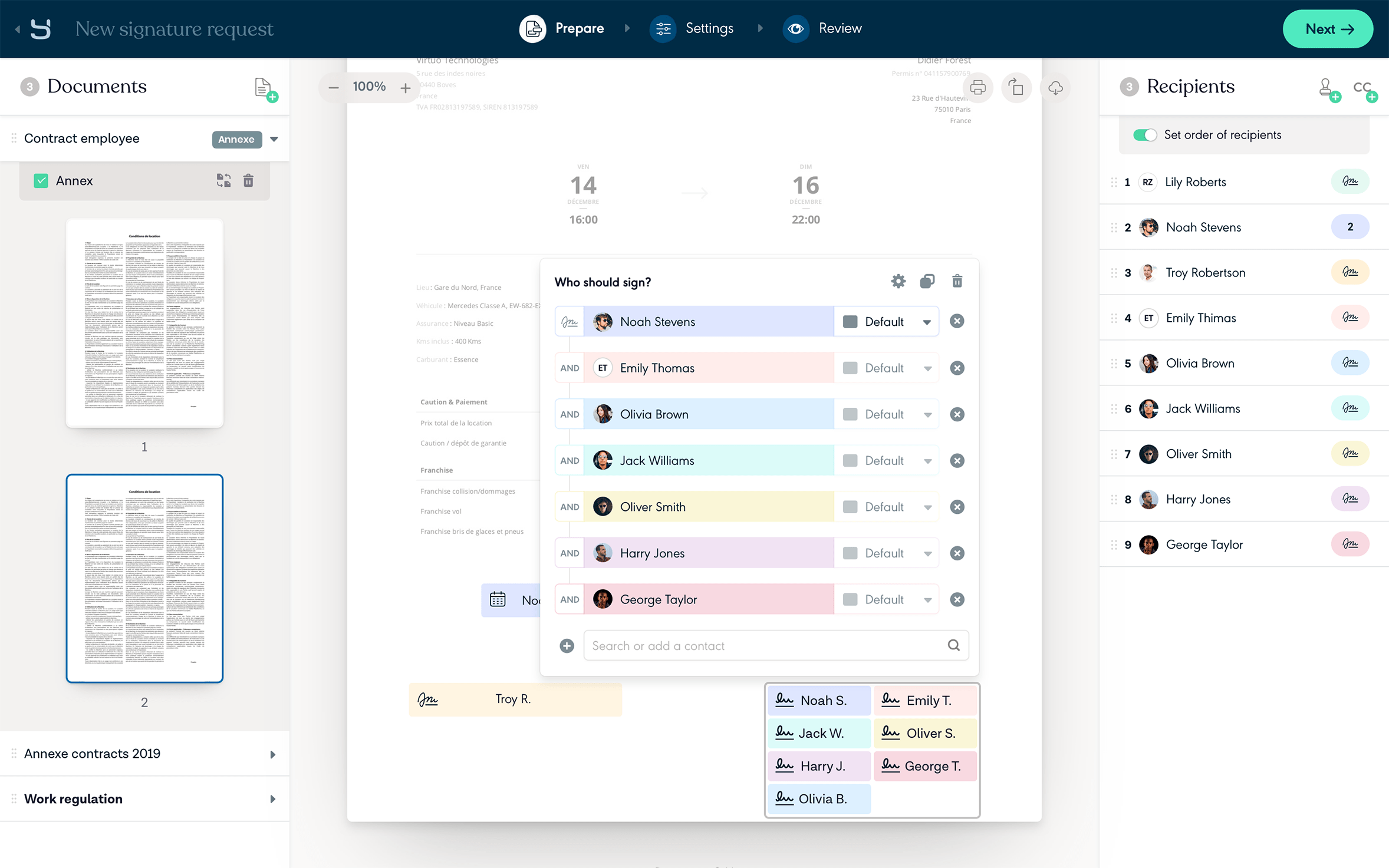 Yousign-Choose signatories Yousign-Choose signatories