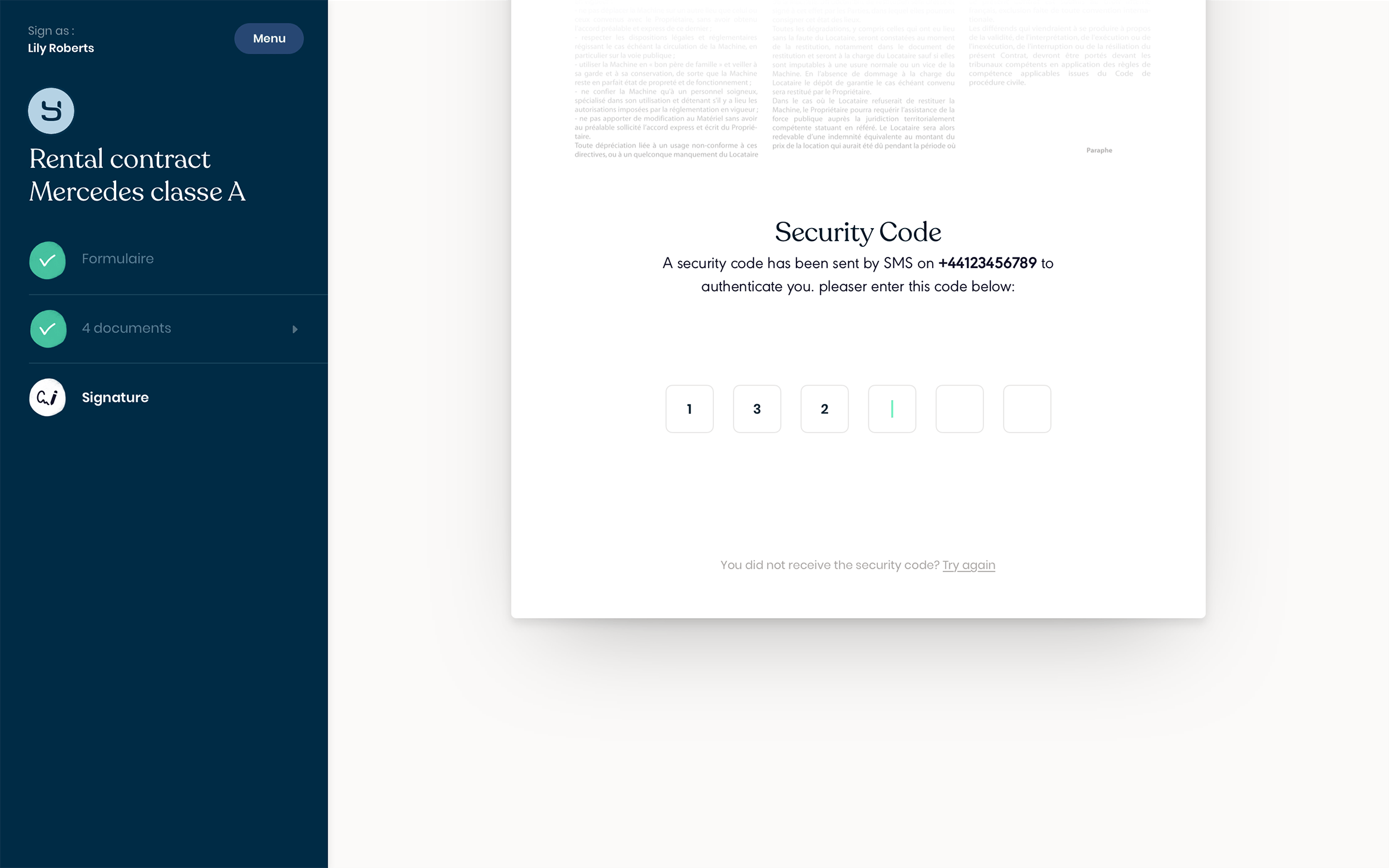 Yousign-Security code Yousign-Security code