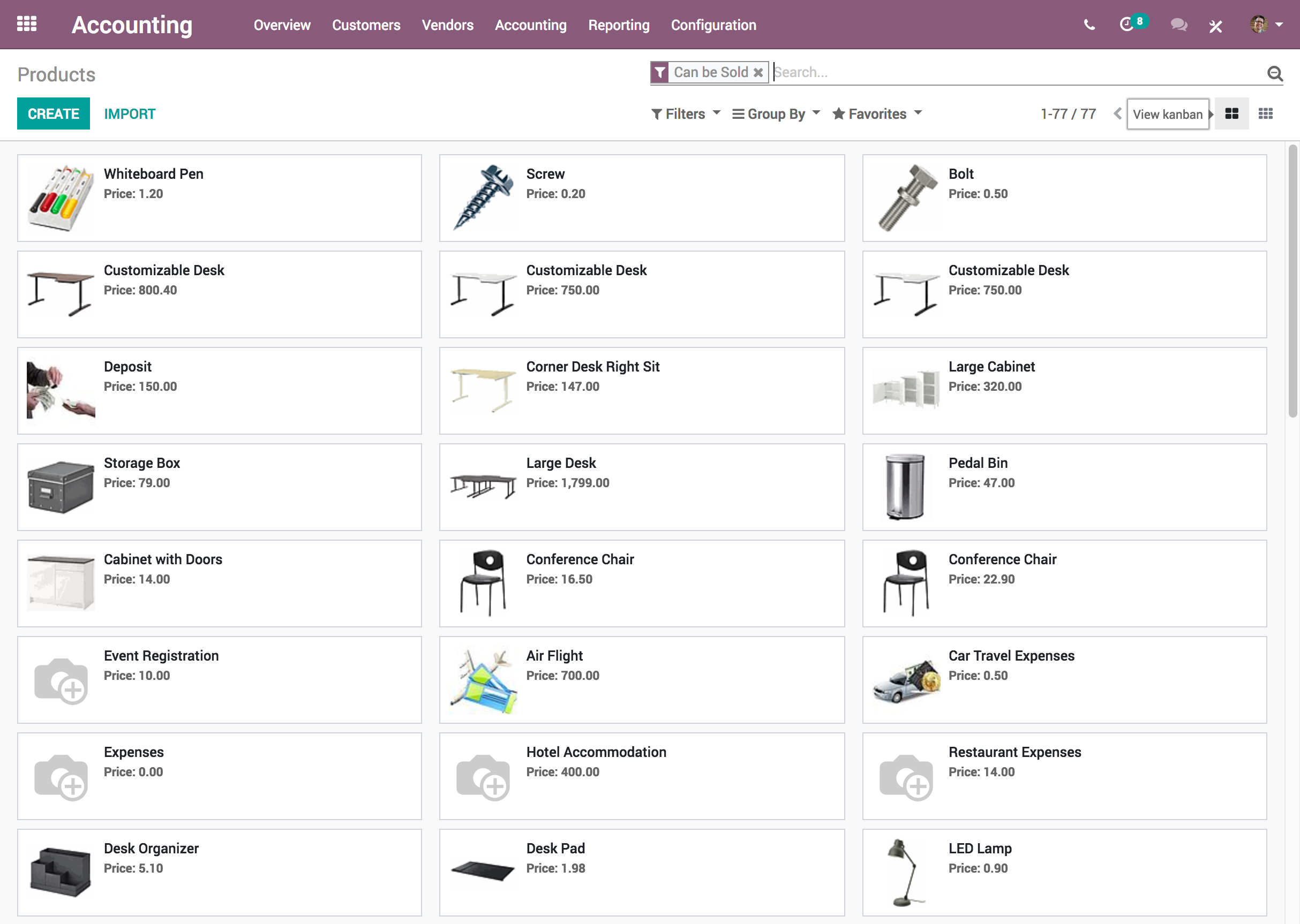 Odoo Accounting - Odoo Accounting - Products