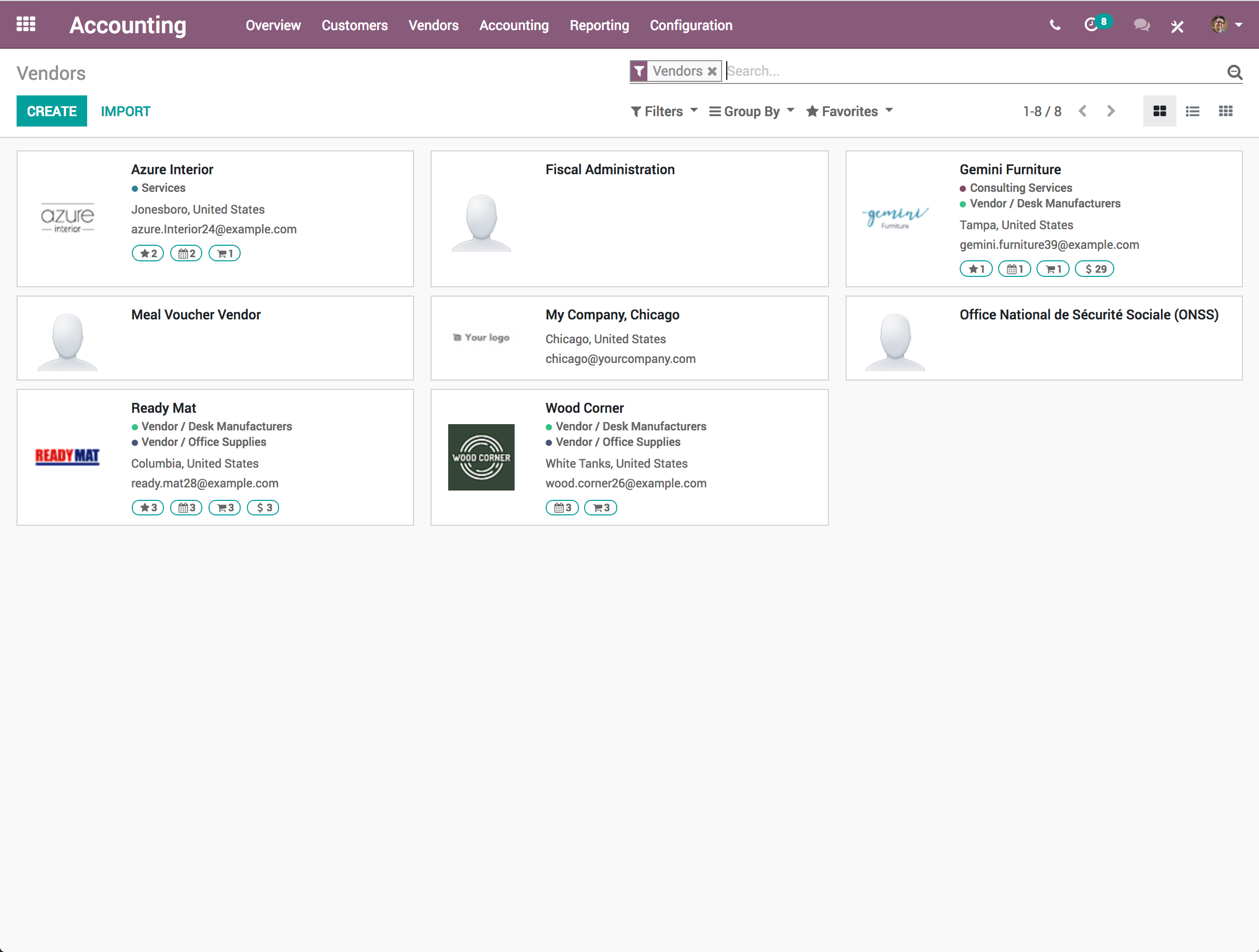 Odoo Accounting - Odoo Accounting - Vendors