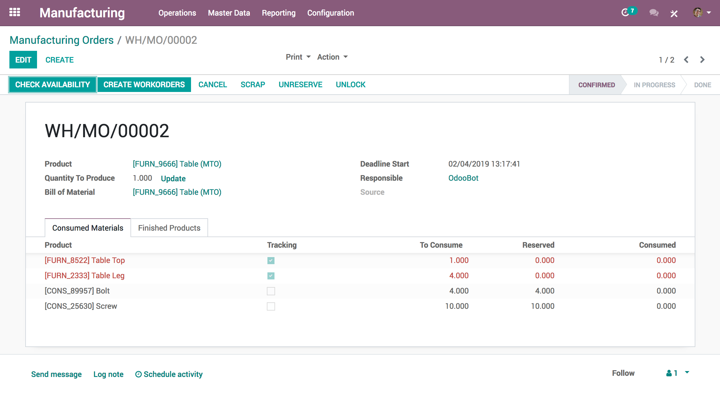 Odoo Manufacturing - Odoo MRP