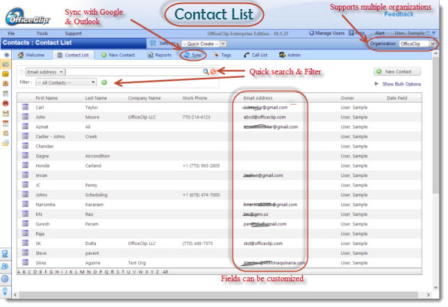 OfficeClip Contact Management - OfficeClip administración de contactos de pantalla-0