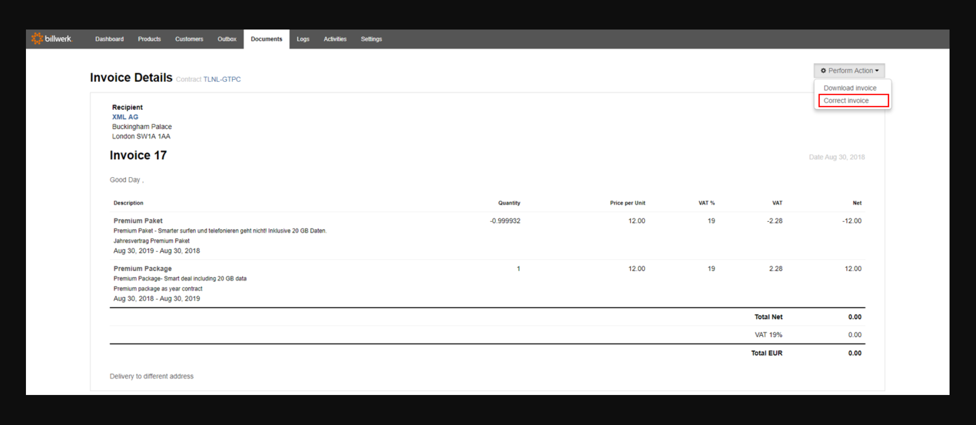 Billwerk+ - billwerk | Invoice details