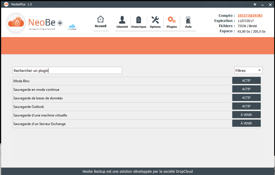 NeoBe - Screenshot of Neobe: Plugins