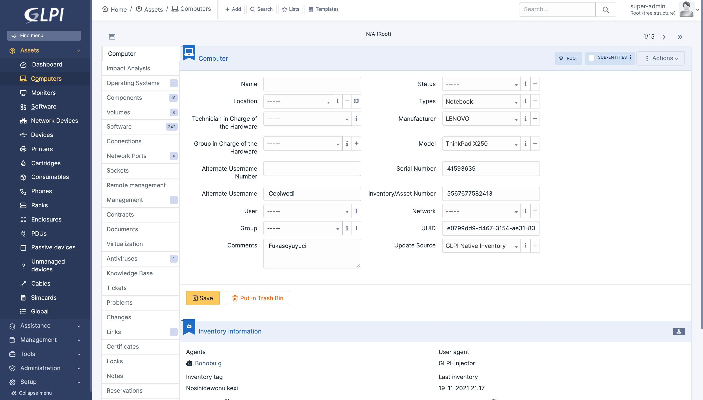 GLPI Network - Asset management