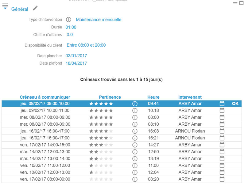 Nomadia Field Service - Prise de rendez-vous optimisée avec propositions de créneaux