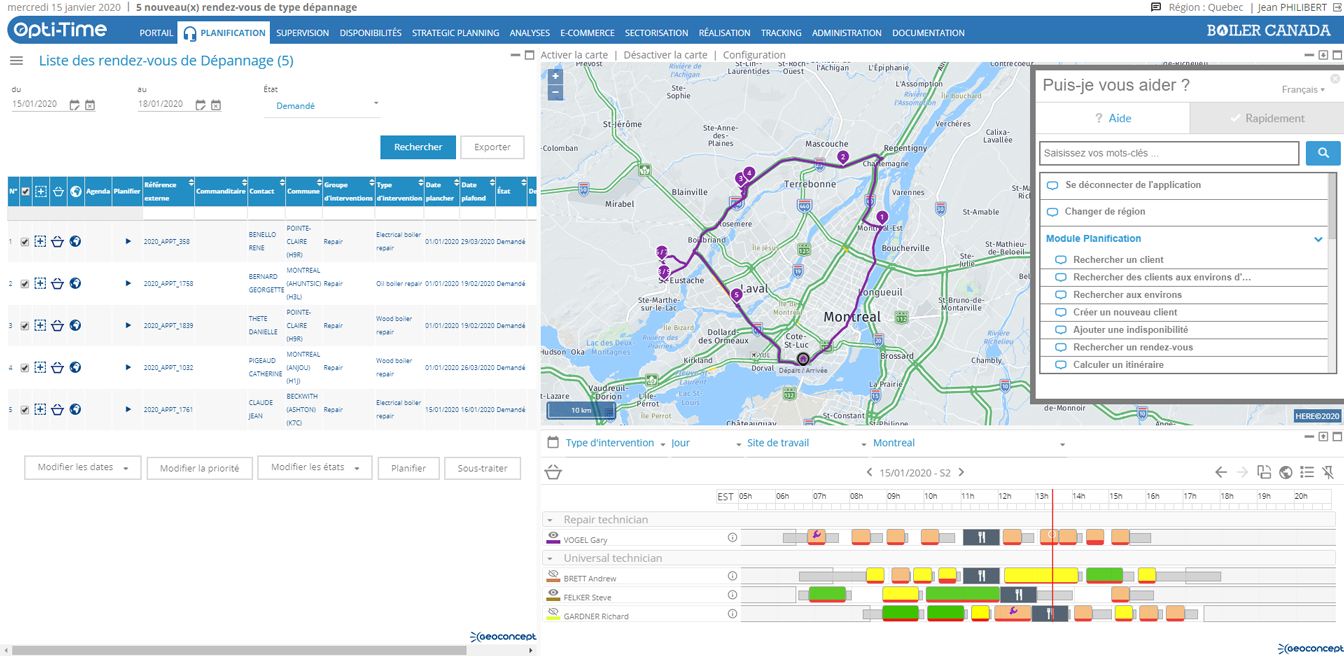 Nomadia Field Service - Interface utilisateur intuitive et aide en ligne intégrée