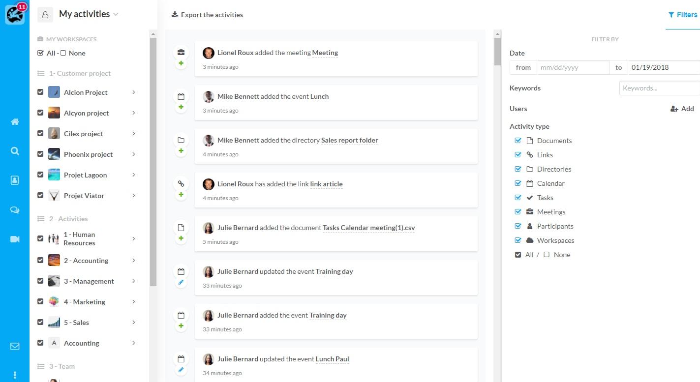 Wimi - Users Activities