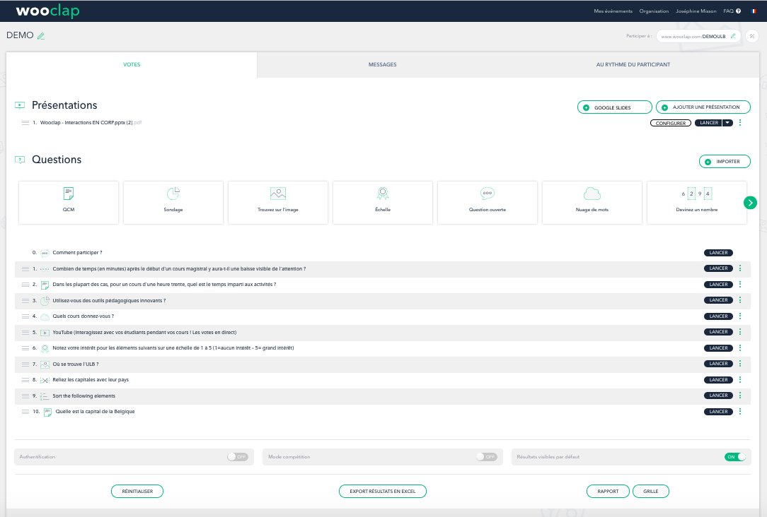 Wooclap - Wooclap: Creation Interface Wooclap - Wooclap: Creation Interface
