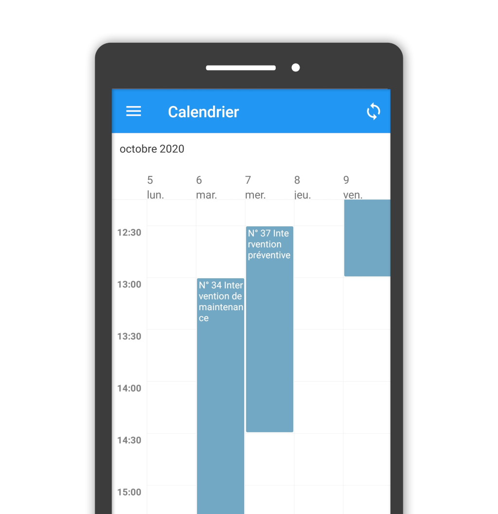 Organilog - Planning sur l'application mobile