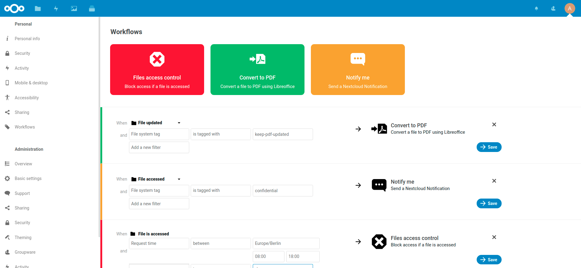 Nextcloud - Nouveau "workflow" de Nextcloud 18