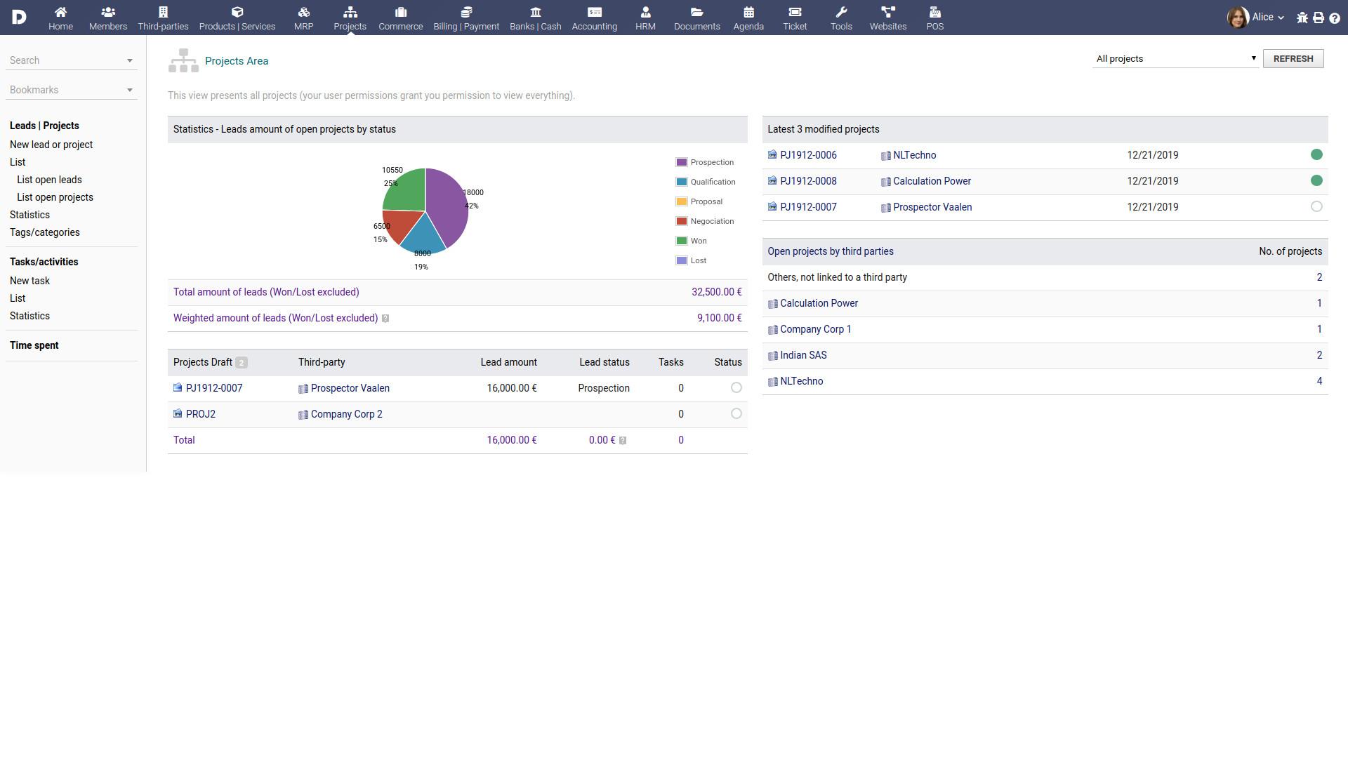 DoliCloud ERP CRM - Project management