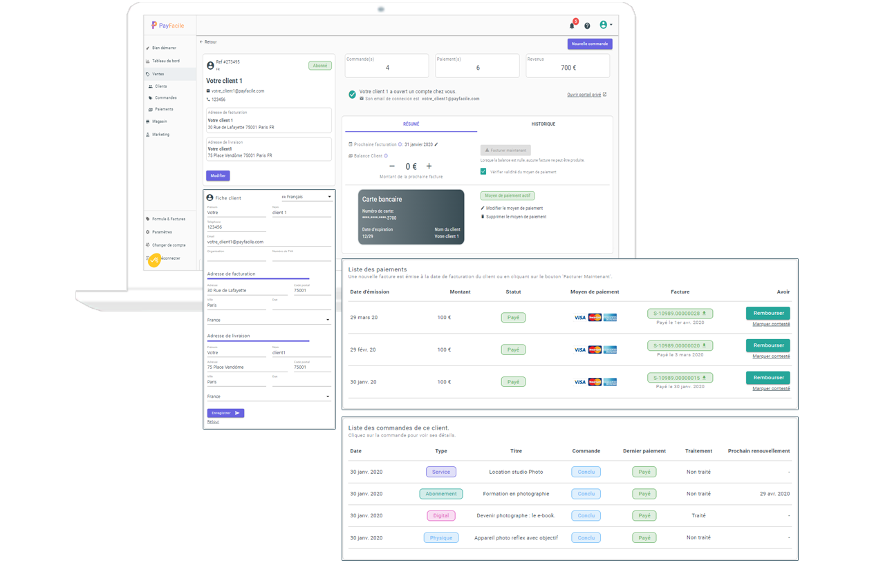 PayFacile - Gérez vos clients et vos abonnés.