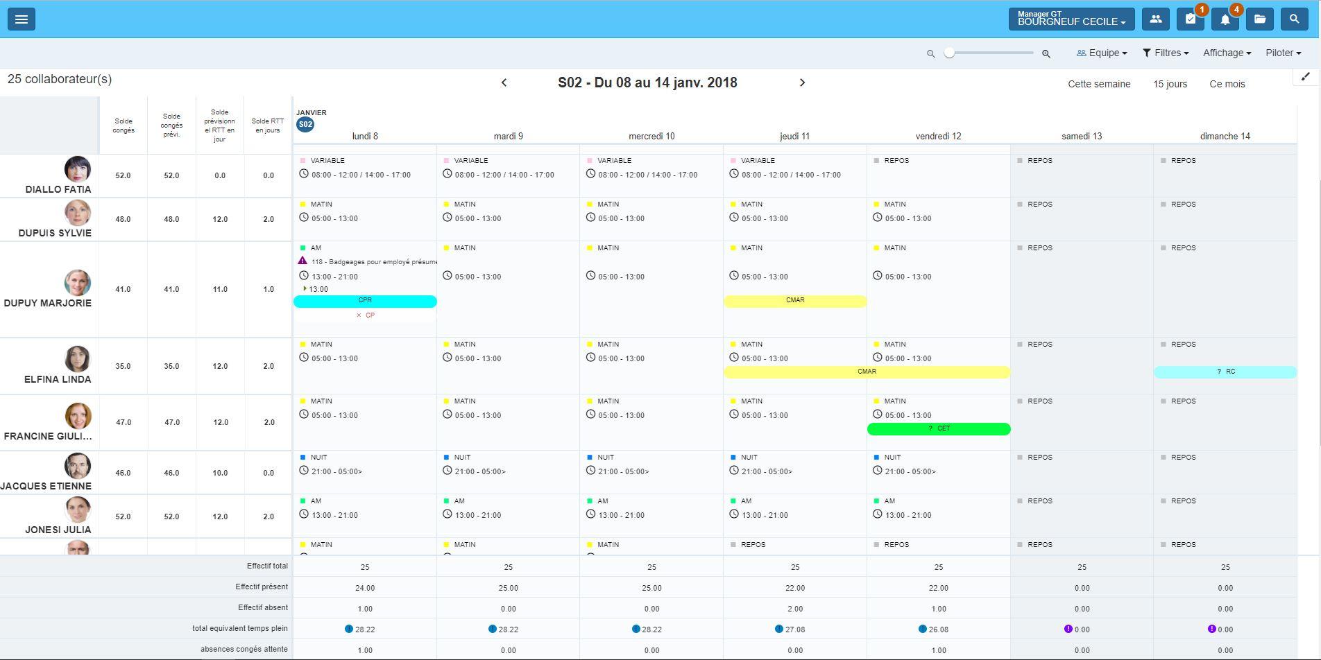 eTemptation - eTemptation 5.4 : planning équipe manager