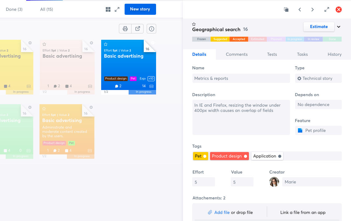 iceScrum - Visual & postits view details