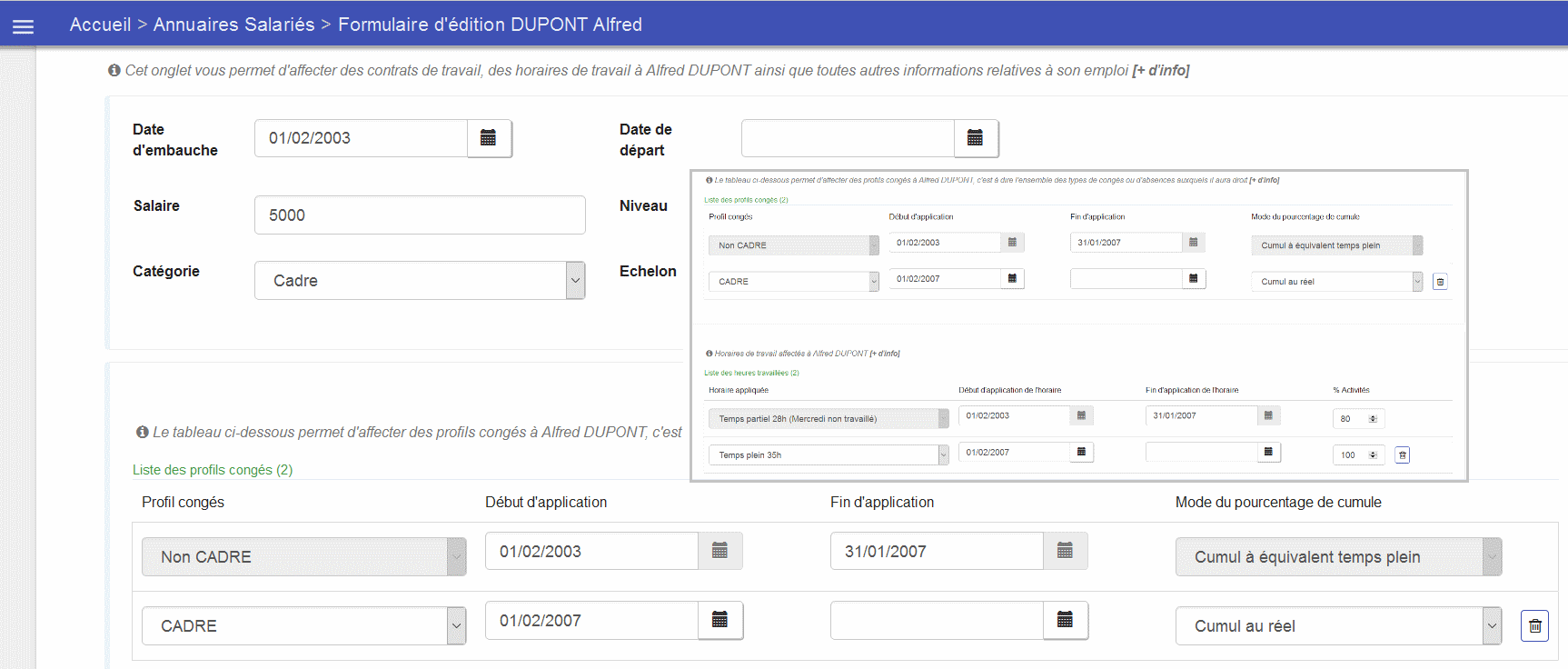 Azuneed SIRH - employee file