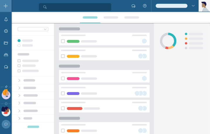 Taskworld - Mit dem interaktiven Dashboard der Übersichtsseite können Sie sich einen Gesamtüberblick verschaffen oder in die Details eintauchen. Filtern Sie nach relevanten Infos und konzentrieren Sie sich auf das Wesentliche.