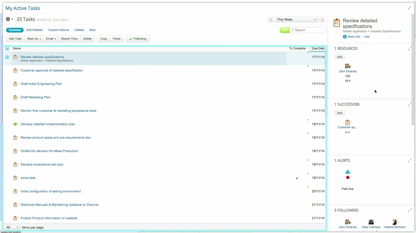 Clarizen - Clarizen: standard advanced encryption (AES), Gantt, Progress Chart