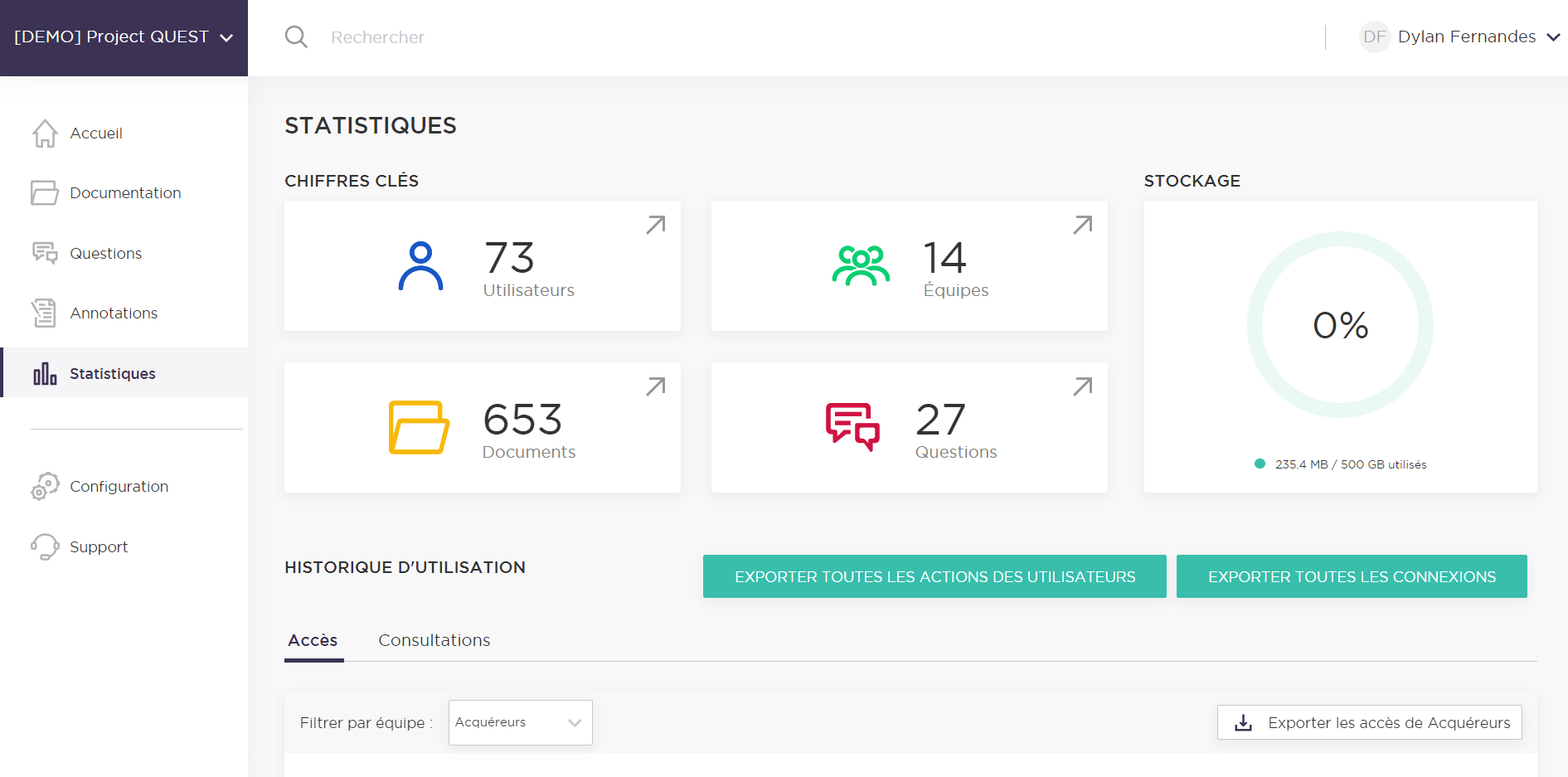 DiliTrust Governance - DiliTrust Data Room-Screen DR_Statistiques