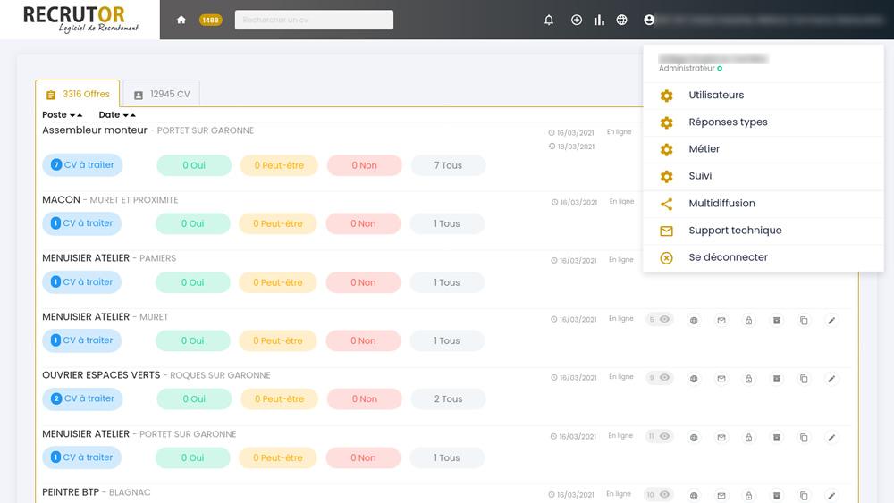 RecrutOr - RecrutOr, une interface d'administration simple et ergonomique