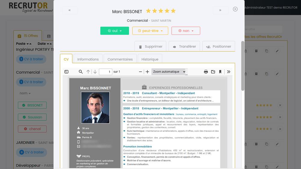 RecrutOr - RecrutOr, affichage des CV en un clic