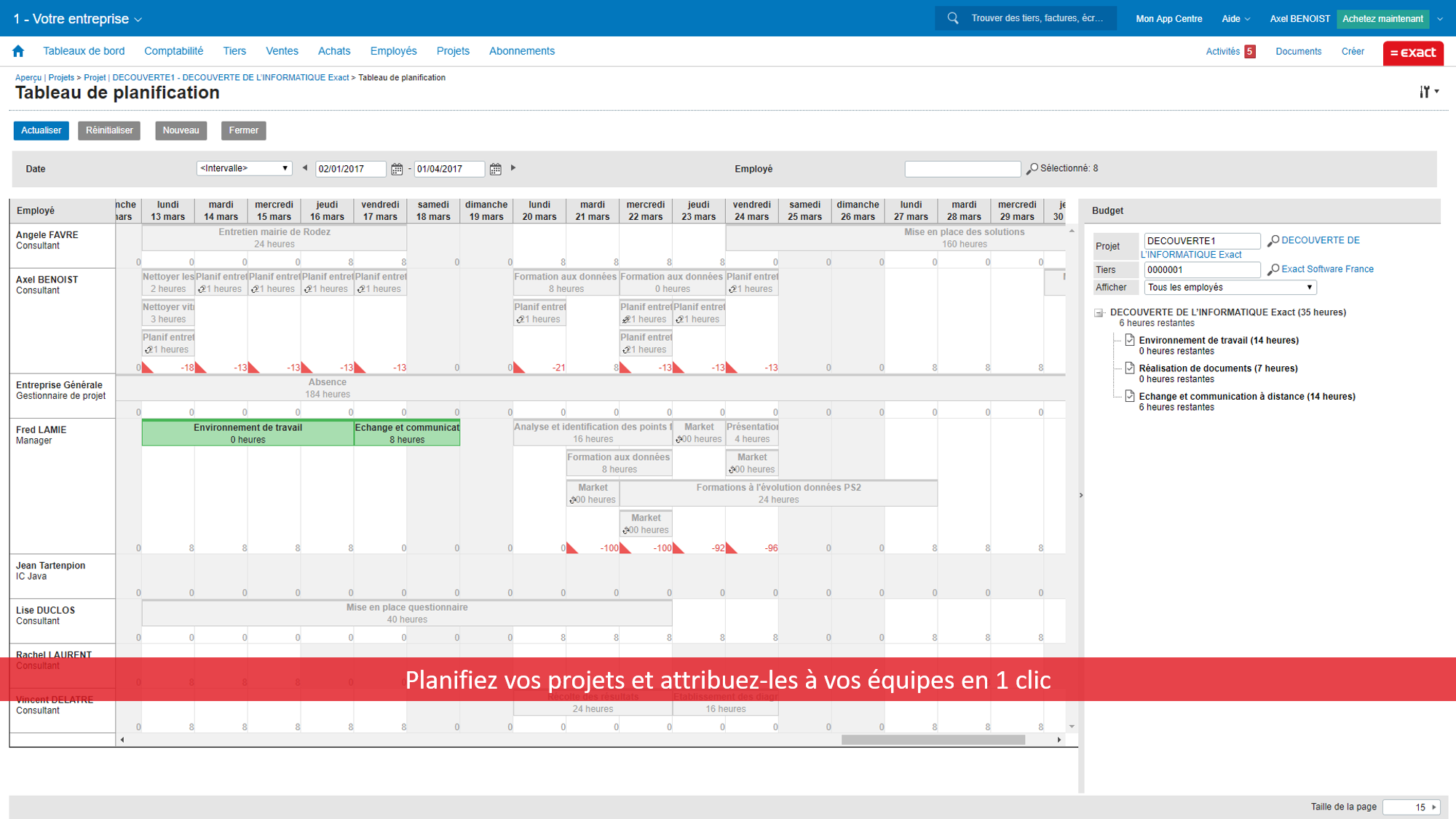 Exact pour Gestion de projets - Planification des projets