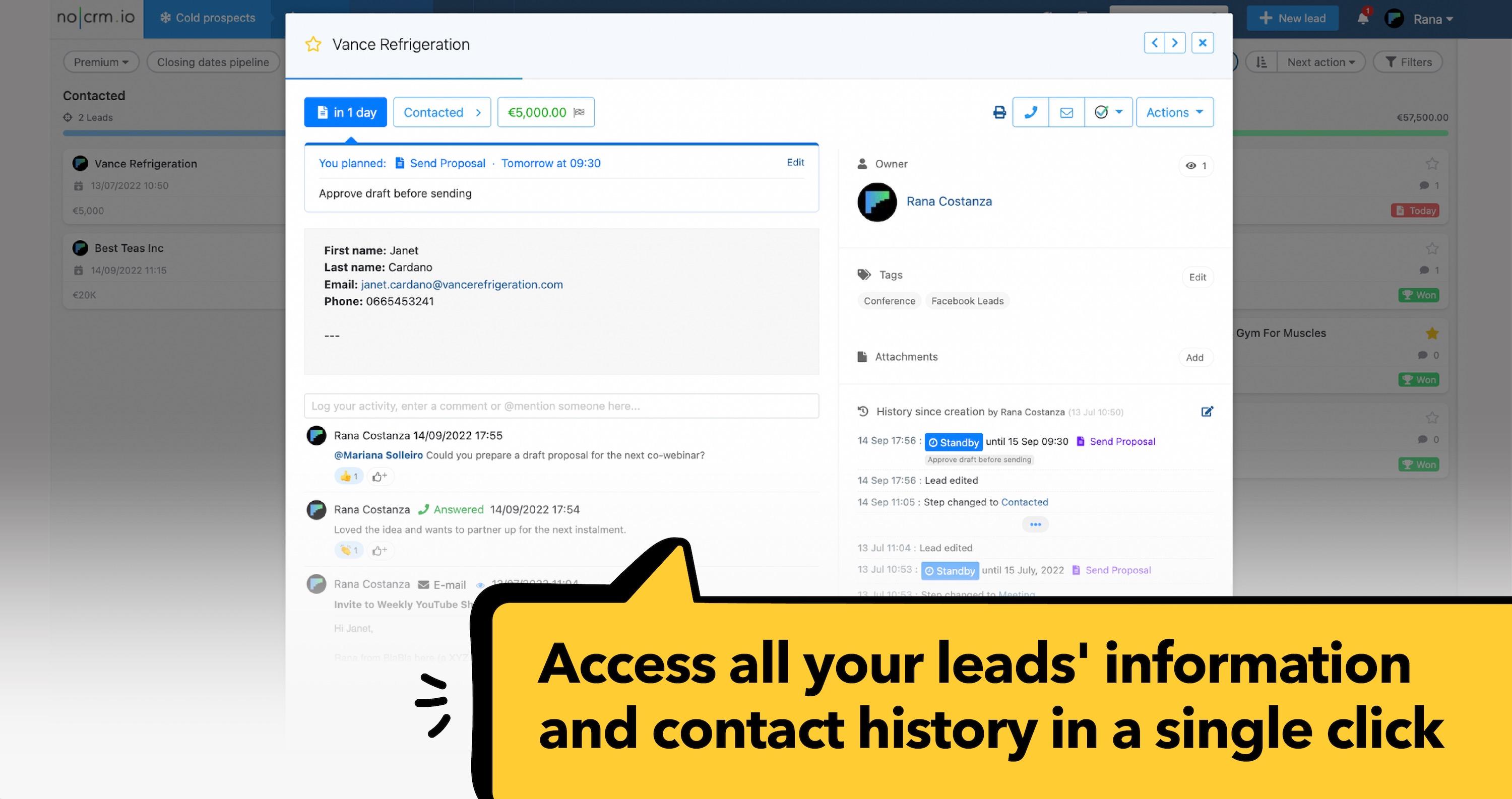 noCRM.io - Access and update your leads' information and status
