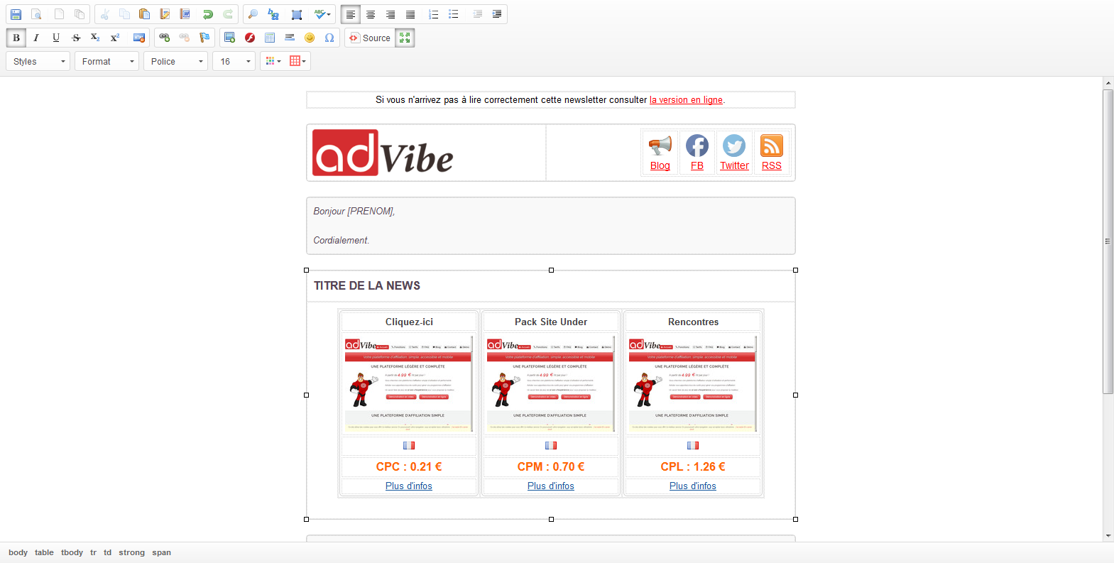 adVibe - Gestion des newsletters