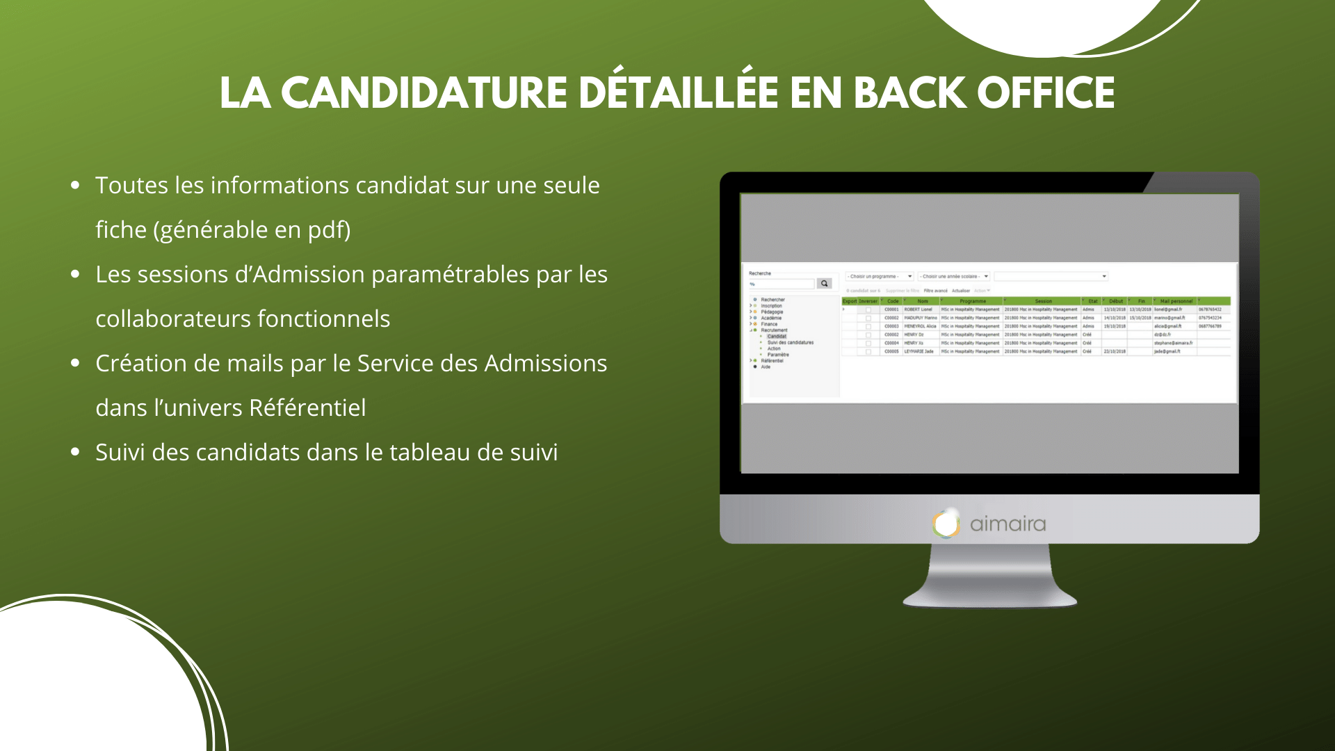 aimaira - candidature back office aimaira erp