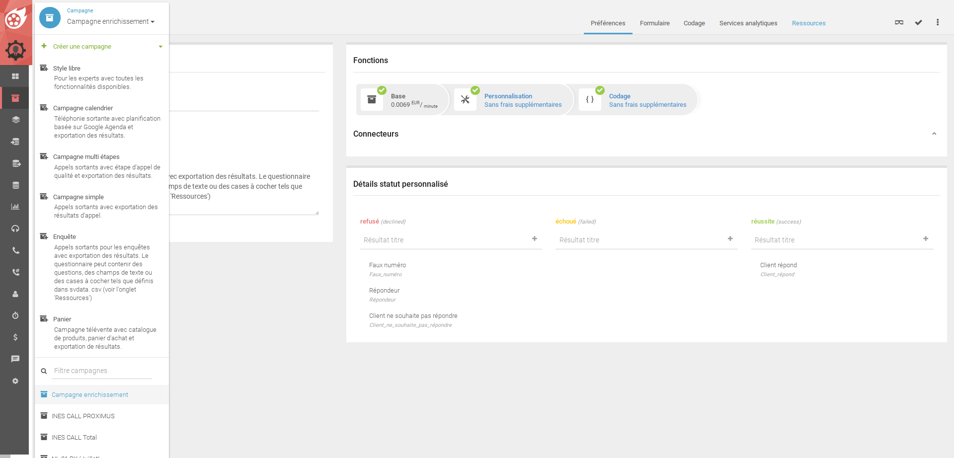 Dialfire - Campagnes de modèles préfabriquées - importez simplement des contacts et c'est parti !