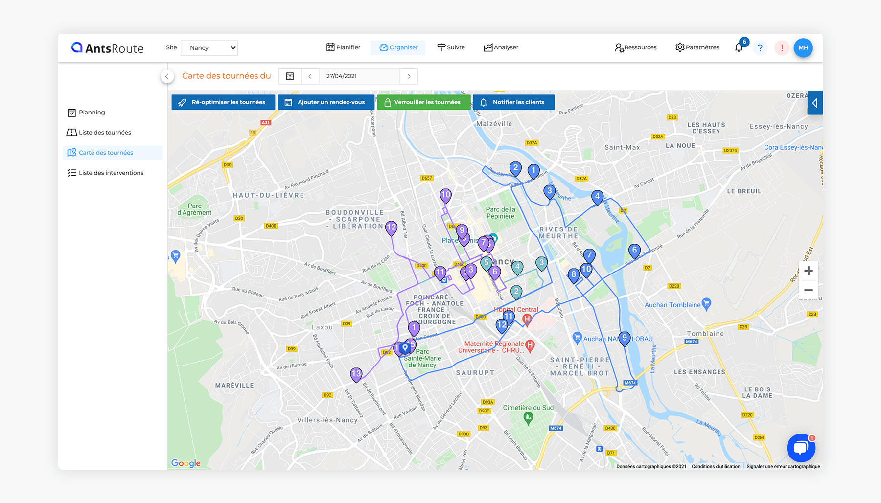 AntsRoute - AntsRoute_Carte_Des_Tournées