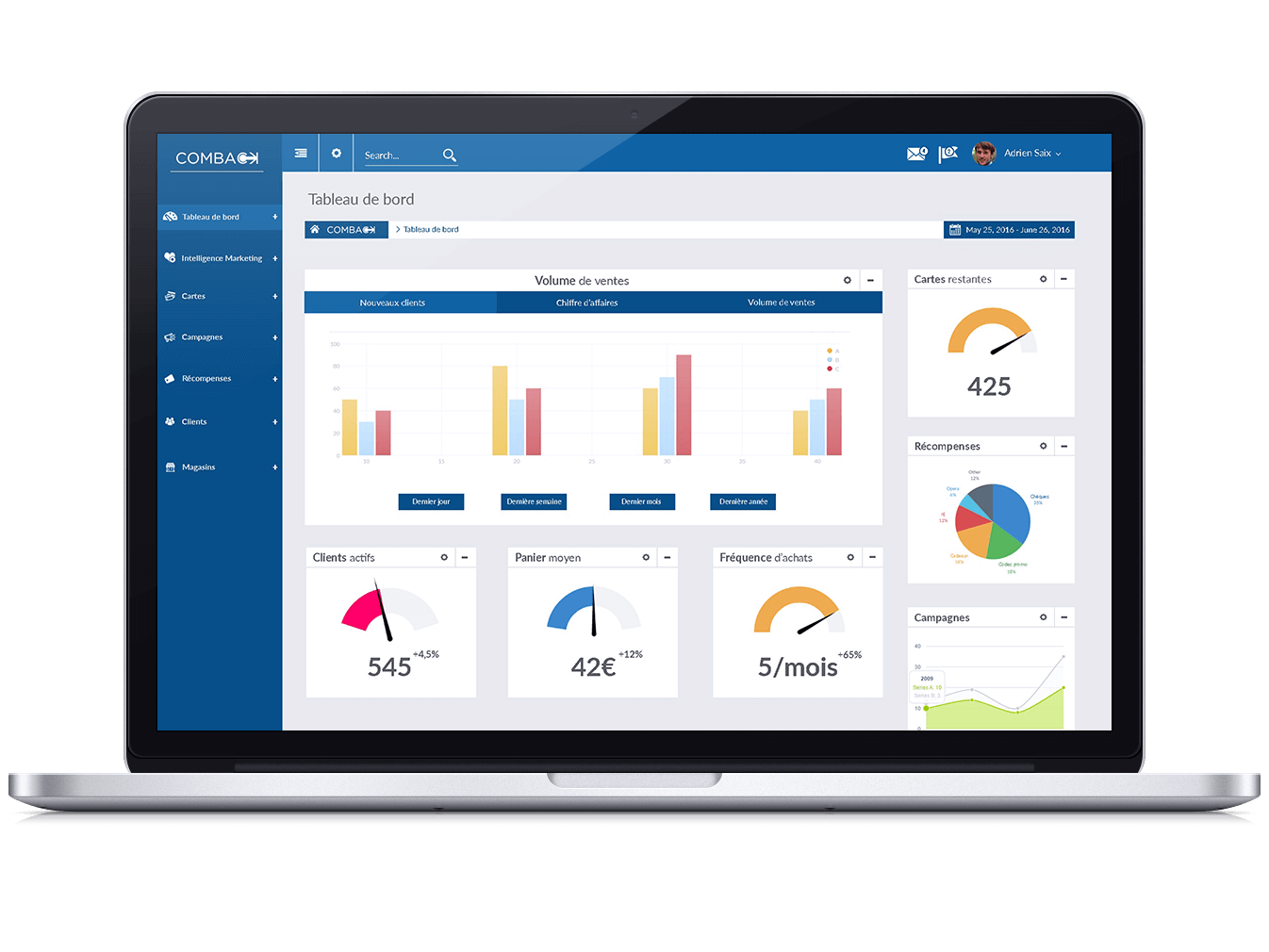 Comback - Tableau de bord