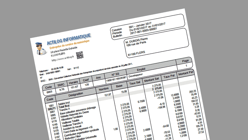 ActiPaie.fr - Modèle de bulletin avec votre logo