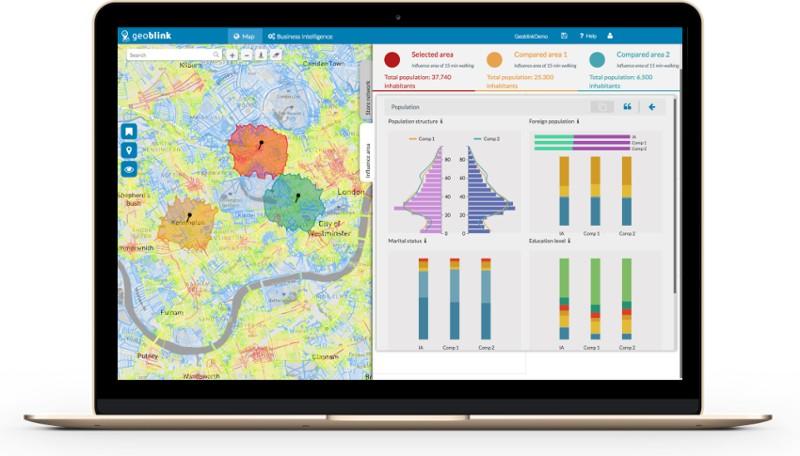 Geoblink - Analyze areas around you blind, competition and attractors