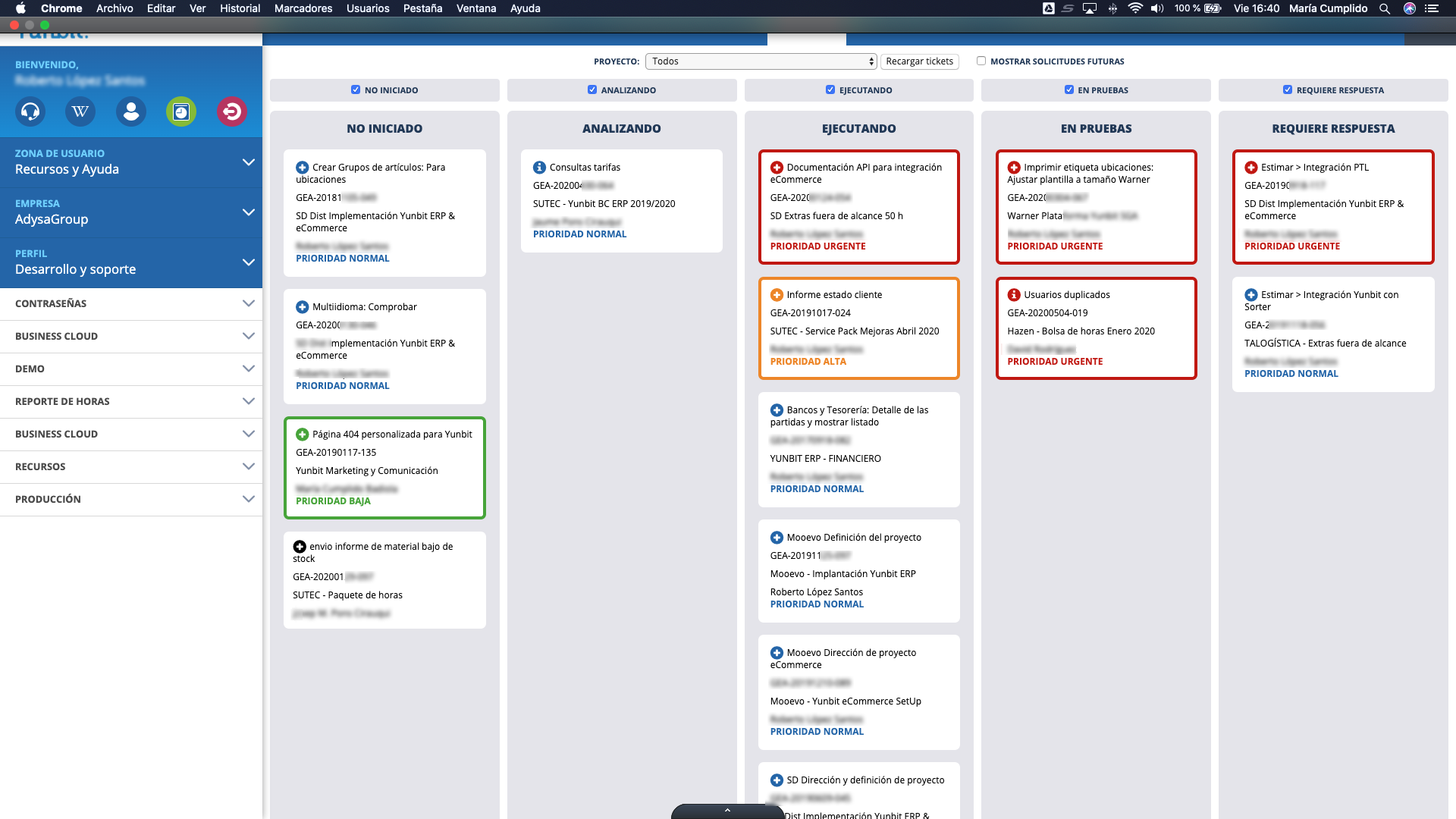 Yunbit ERP Cloud - Kanban