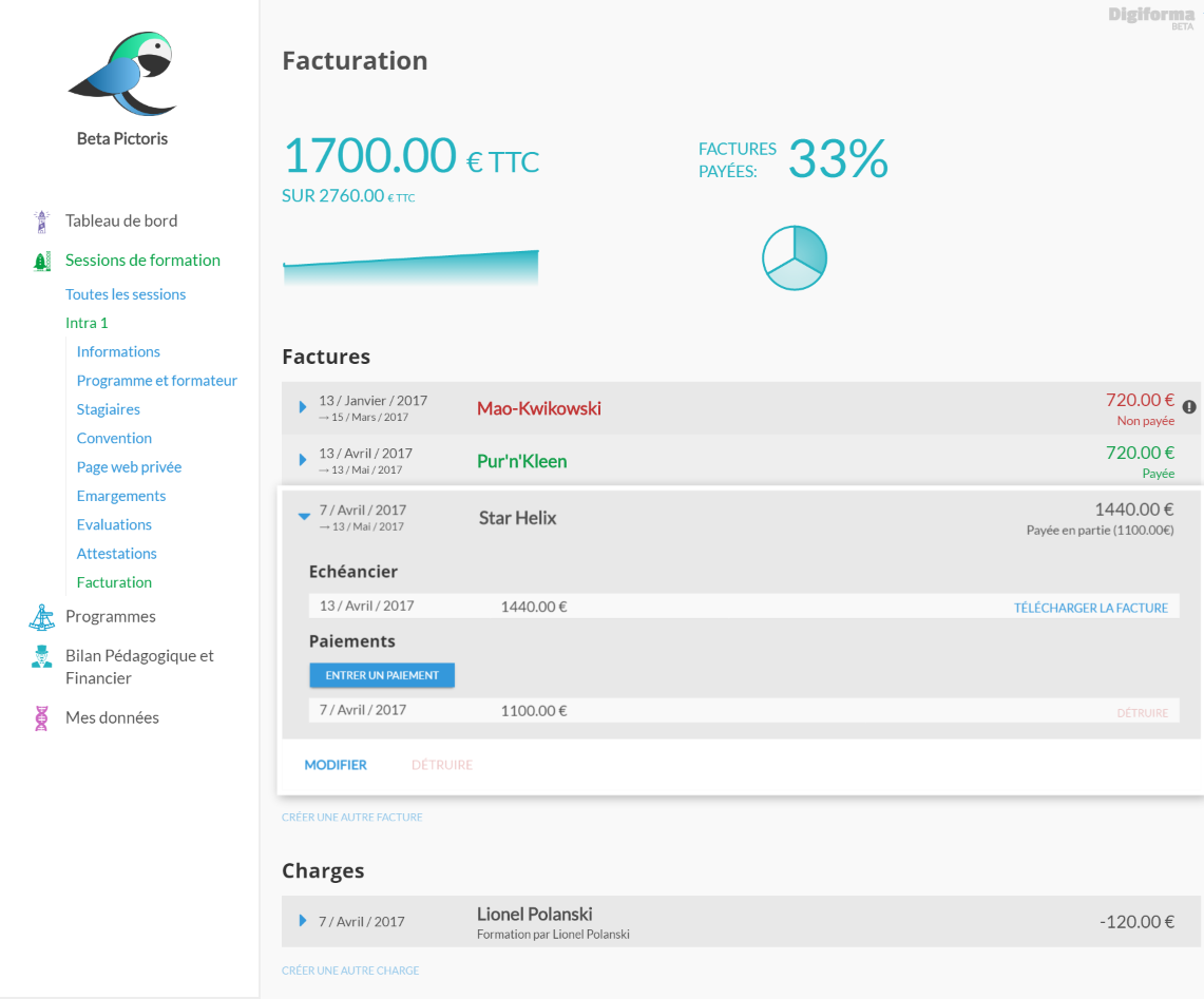 Digiforma - Facturation et Bilan Pédagogique et Financier automatiques