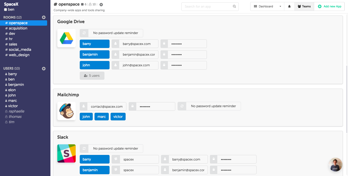 Ease.space - Group and share passwords