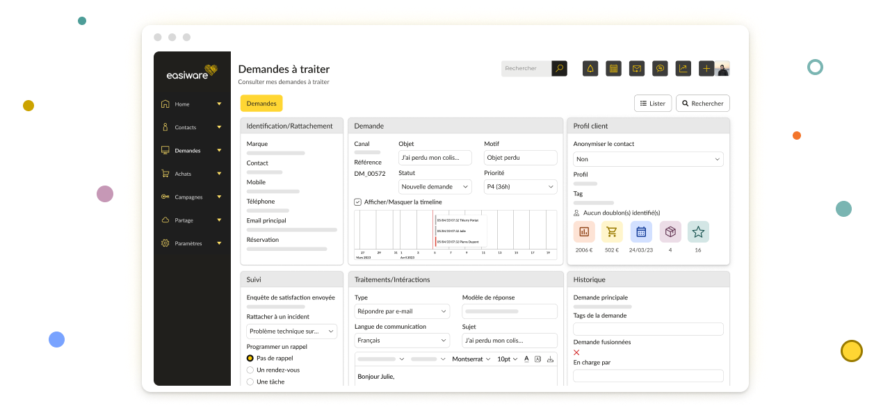 easiware - Traitement des demandes : règles de traitement, automatisation, modèles de réponse et sollicitations