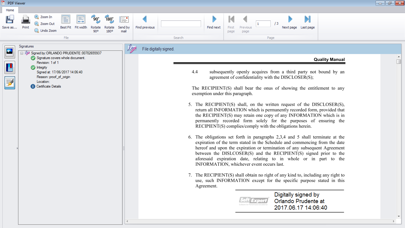 SoftExpert ECM - Signature numérique