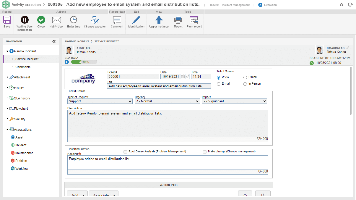 SoftExpert ESM - Résolution de ticket