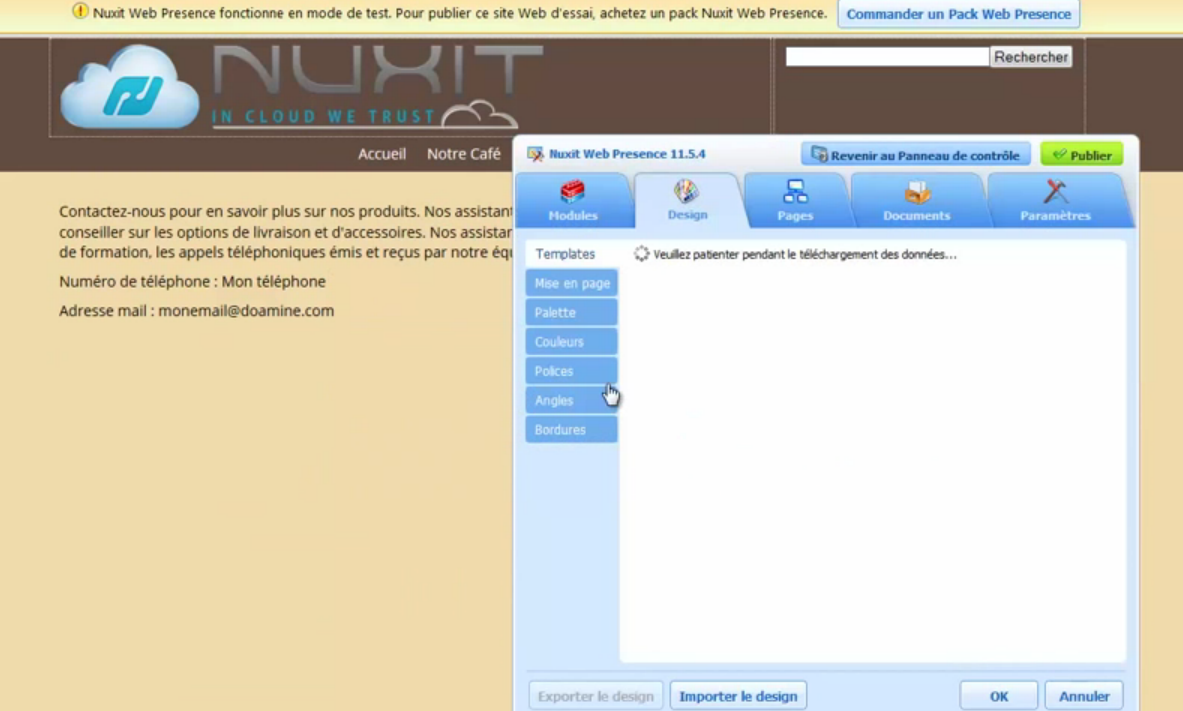 Nuxit - Nuxit: Sauvegarde quotidienne, Modèles de sites web, Intégration aux réseaux sociaux