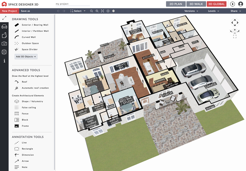 Space Designer 3D - Vue 3D Globale