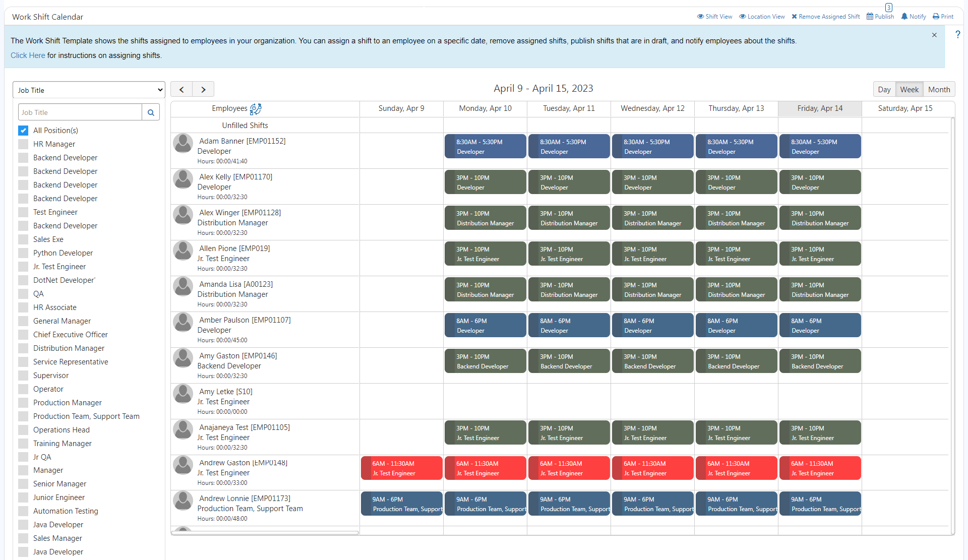 SutiHR - Shift Planning